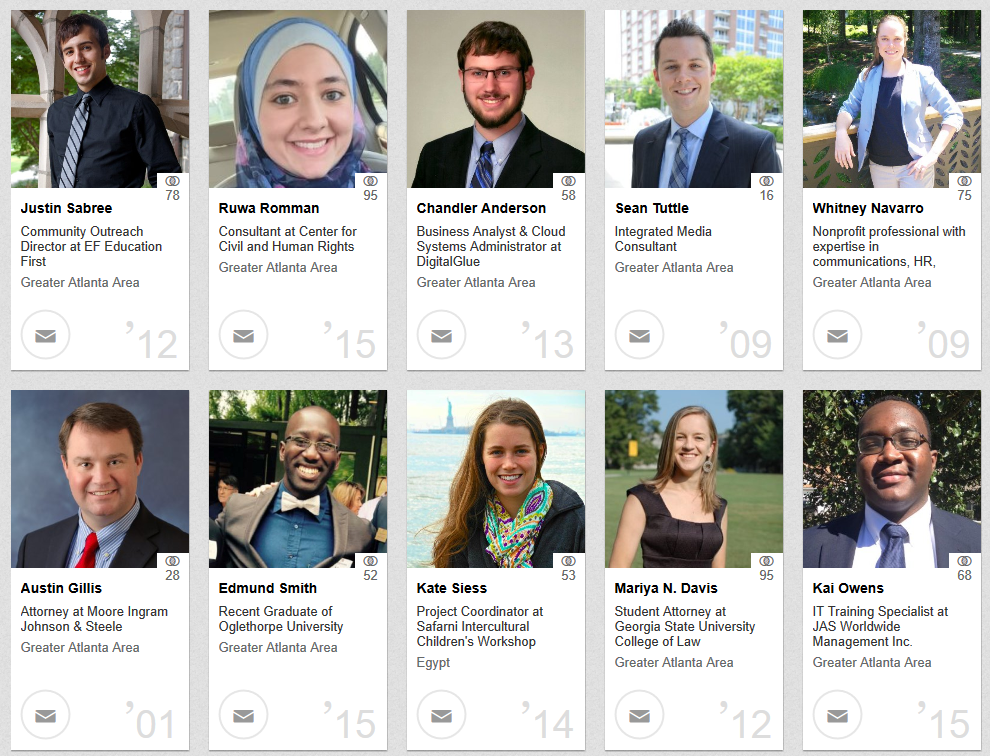 Linkedin alumni profiles screenshot