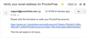Proctor email screen shot
