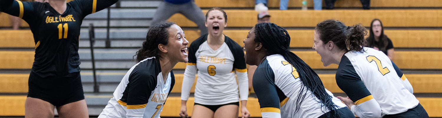 OU Stormy Petrel volleyball team celebrates.