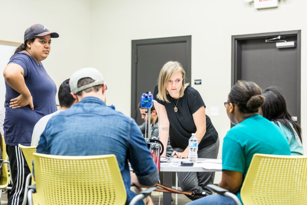 A physics class in action on campus at Oglethorpe University.