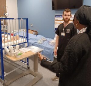 Oglethorpe students explore the Simulation Program at Emory Nursing Learning Center.