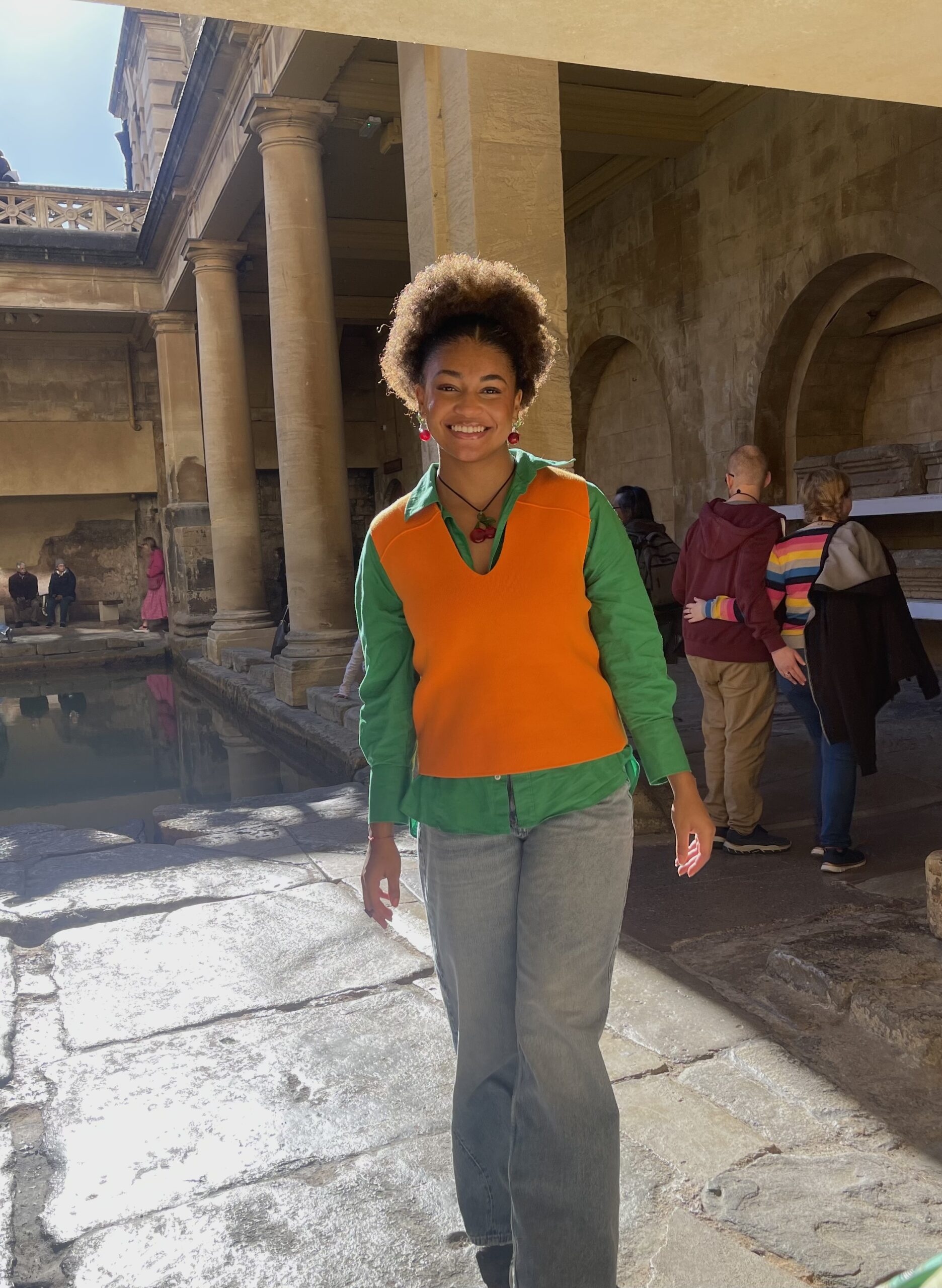 Chloe Campbell stands in a historical site