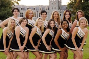 Cheerleading squad on campus