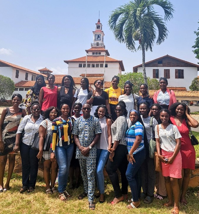 Dr. Chandler with Spanish students at the University of Ghana.