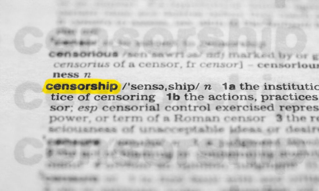 Censorship highlighted in a dictionary