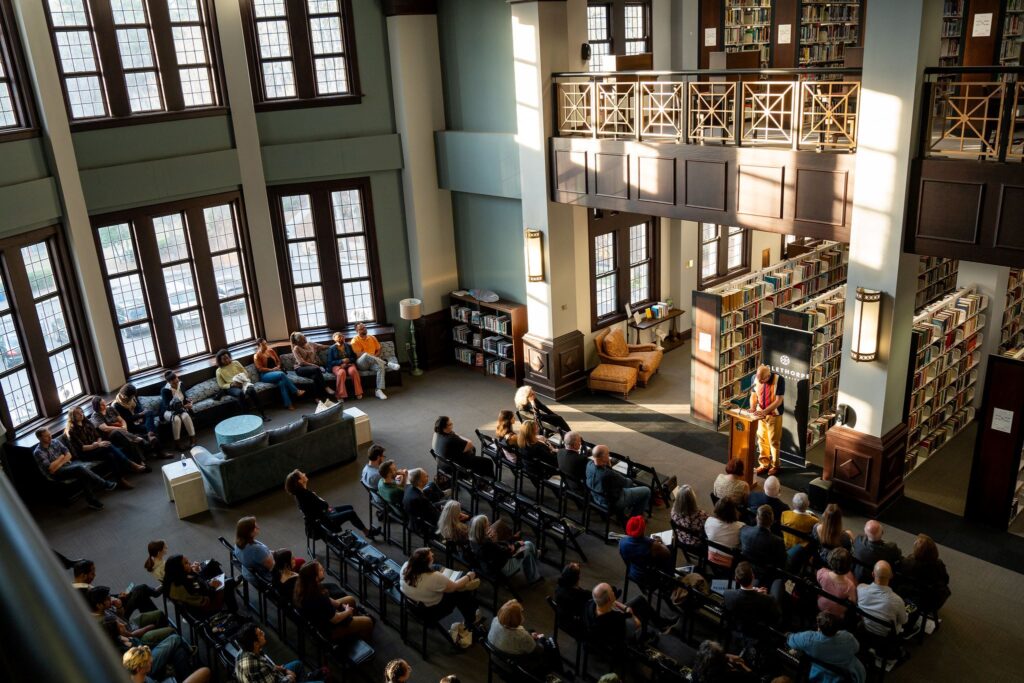 A crowd in the OU library for Oglethorpe Out Loud in 2024