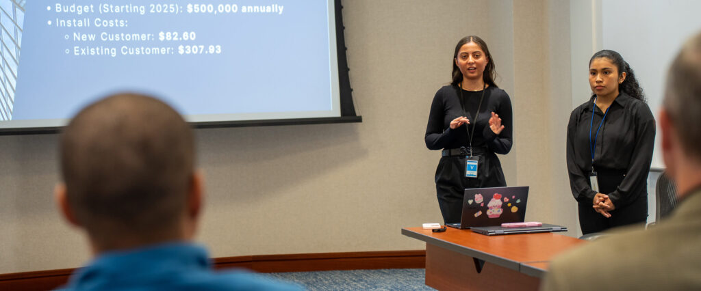 two students presenting