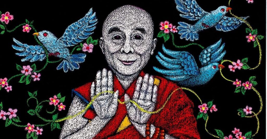 An illustration of the 14th Dalai Lama