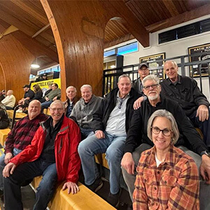 Rick Agel '72 and friends gathered this spring to cheer on Oglethorpe University basketball and 55 years of friendship among alumni.
