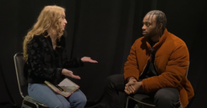 A student conducts an interview.