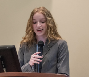 Rachel Spooner '26 moderating a panel