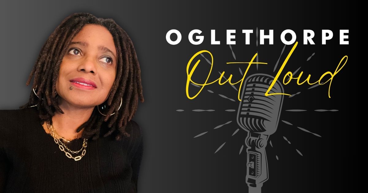 A graphic featuring author Tracy K Smith and the logo for the Oglethorpe Out Loud poetry series