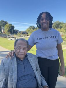 Student Destiny Sutton with Andrew Young