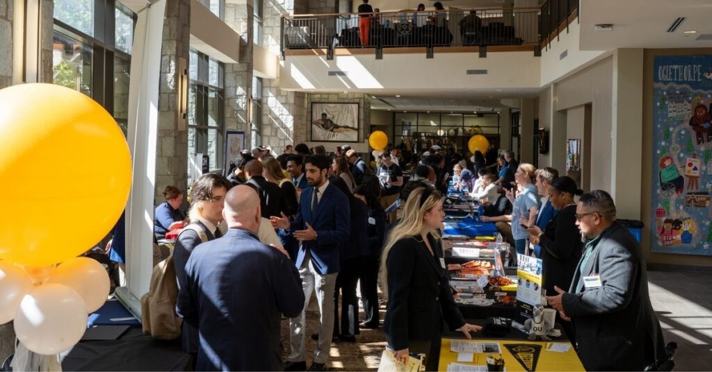 Students attend a career and graduate fair at Oglethorpe University